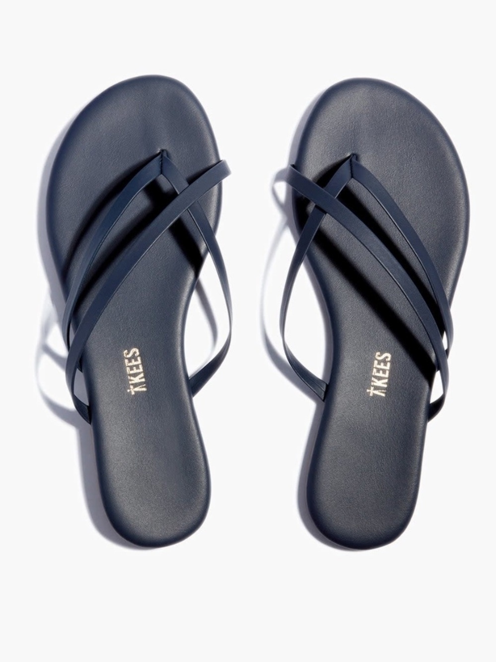 TKEES Navy Minimalist Strappy Slide Sandals